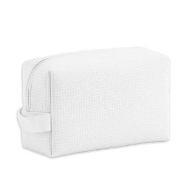 Imagem de Bolsa de maquiagem DYSHAYEN Waffle Fabric 23x14x9 cm branca