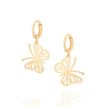 Imagem de Brinco Feminino Rommanel Argola Borboleta Banhado a Ouro 18k 526776