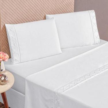 Imagem de Jogo de Lençol Cama Queen 4 Peças 400 Fios Bordado Infinity - Linda Ca