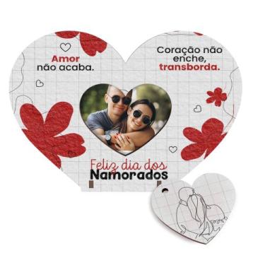 Imagem de Lembrancinha Coração MDF Mini Porta Retrato Feliz dia Dos Namorados - 