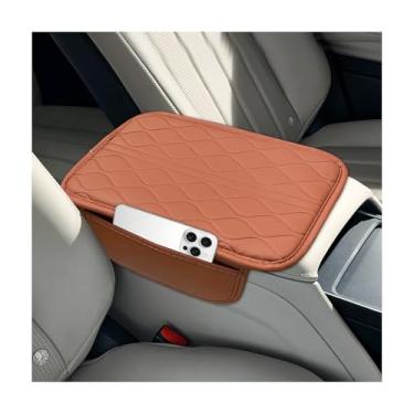 Imagem de MTRPS Capa de console central de carro, protetor de couro impermeável para descanso de braço com 2 bolsas de armazenamento, almofada de apoio de braço para console central resistente ao desgaste e
