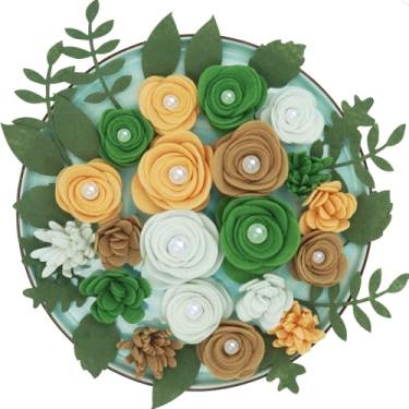 Imagem de BAZIMA ALICE Perolado de feltro rosa e suculentas, acessórios para quadro de letras, grinaldas DIY, jardim vertical, chá de bebê, criar faixas de cabeça, 20 flores de feltro e 17 folhas de feltro