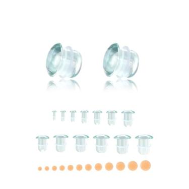 Imagem de 6ixGosh Kit de alongamento de orelha de vidro, 4 peças, pêssego/pele tom de pele de silicone, alargador simples/duplo, calibres de vidro liso para uso diário, expansor de brinco, esticador, 5/8"(16mm