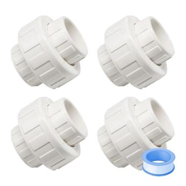 Imagem de HayEastdor 4 peças de encaixes de tubulação de união de PVC deslizante de 2,5 cm soquete para soquete conector adaptador de tubo de acoplamento de união de PVC EPDM anel de vedação SCH40 HE065-1