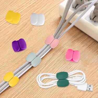 Imagem de 10 peças de clipes de abraçadeira, fixadores de fio adesivo para uso em mesa e parede, adequados para escritório, cozinha e organização doméstica (cor aleatória, F)