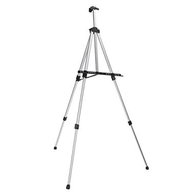 Imagem de KIMISS Cavalete de Metal Prateado Ajustável Com Conjunto Combinado de Raspador de Plástico - Rack de Exibição de Arte Dobrável para Pintura, Apresentações e Sinalização