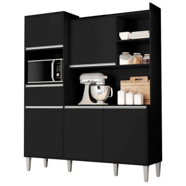 Imagem de Kit Cozinha Compacta 5 Portas 160 Cm Isabel Preto Reajl Moveis Preto