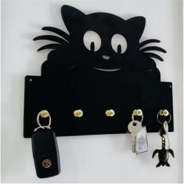 Imagem de Porta Chaves Gato C/bigode - 5 Ganchos E Dupla Face - 25cm - By Hands
