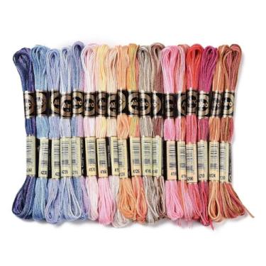 Imagem de 18 novelos de fio dental para bordado de 0,5 mm, pulseira da amizade, fabricação de cordas, 6 camadas, kit de ponto cruz de poliéster, suprimentos 18 cores, 8,75 jardas (8 m)/novelo