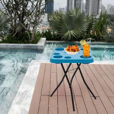 Imagem de Mesa Petisqueira Dobrável Mesinha Portátil Para Churrasco Bares Piscin
