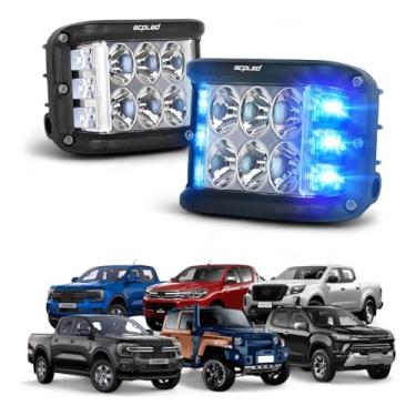Imagem de Par Farol Led 60w Strobo Azul Trilha Off Road Alta Potência Transparente