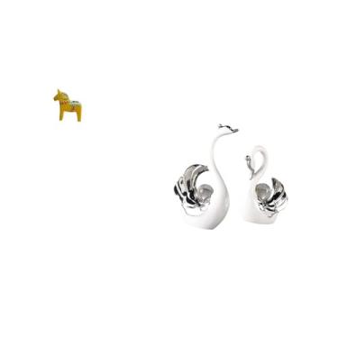 Imagem de Fenteer Ornamento de Cavalo E Cisne Sueco Dala, Escultura Animal Colecionável Dalecarlian para Estante, Armário de Entrada, Sala de Estar, Mesa, Peça Central,