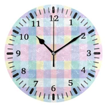 Imagem de CEBUGI 1 tabuleiro de xadrez arco-íris, 1 relógio de parede, operado por bateria, relógios de parede silenciosos sem tique-taque para cozinha, banheiro, quarto, escritório, decoração 25,4 cm