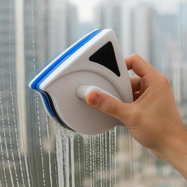 Imagem de Limpador de Vidro Magnético Dupla Face com Ímã | Rodo Limpa Janela Lado Externo e Interno Simultâneo | Corda de Segurança 2,5m | Design Triangular para Cantos Difíceis | Limpeza Rápida e Segura