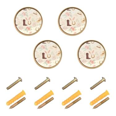 Imagem de Burbuja Botina Flores Ferradura Puxadores de Armário de Cozinha Pacote com 4 Puxadores de Gaveta Redonda, Puxadores de Gaveta com Parafusos para Cozinha Quarto Armários Armário