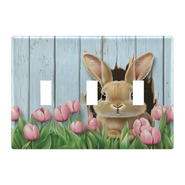 Imagem de Burbuja Capa para interruptor de luz de parede de madeira coelhinho, placa decorativa de parede, parafusos incluídos, 3 faixas