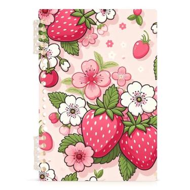 Imagem de Burbuja Caderno Fresh Strawberries, papel pautado universitário A5 com 60 folhas, fichário para escritório, 1 pacote