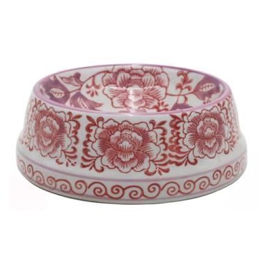 Imagem de Tigela de cerâmica para cães roxa e branca para raças pequenas – 14,5 cm de largura x 7,1 cm de altura – 1,5 xícara de comida e água para cachorros, alimentação de animais de estimação, pode ir ao