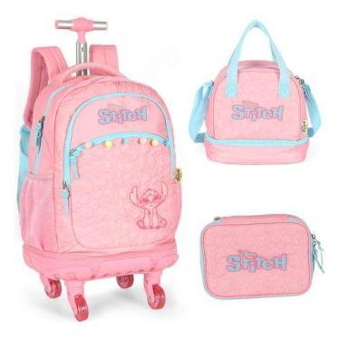 Imagem de Kit Mochila Rodinhas 360 Porta Notebook Stitch Disney Ohana - Luxcel, 