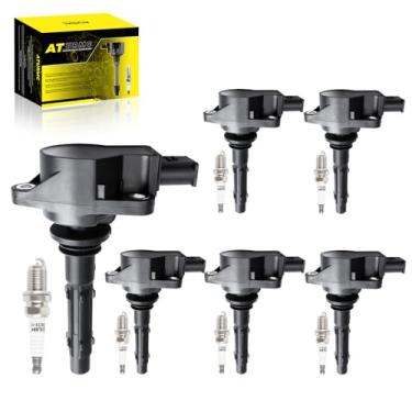 Imagem de ATURMC Conjunto de 6 bobinas de ignição UF535 e velas de ignição de irídio compatíveis com Mercedes-Benz C230 C280 CLK350 E350 ML350 SLK280 Dodge Sprinter 3500 V6 2.5L 3.0L 3.5L V8 5.5L OEM