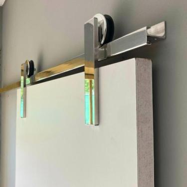 Imagem de Kit Para Porta De Correr Em Alumínio Natural Portas Até 80kg - rodinat