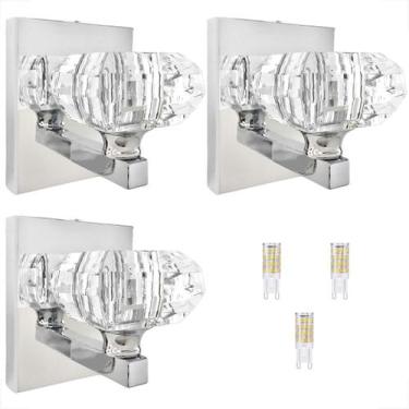 Imagem de 3 Arandela Cristal Interna Prateado Cindy Sala Bet41 + Led - Acienda