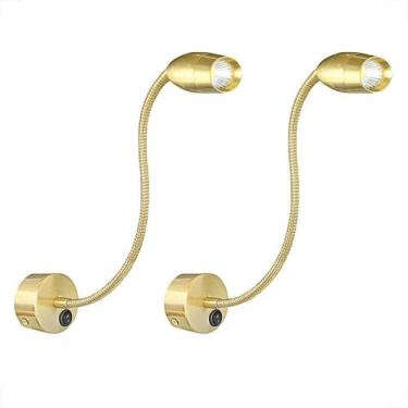 Imagem de Kit 2 Arandela Cabeceira Quarto Led Dourada Direcionável - Acende A Lu