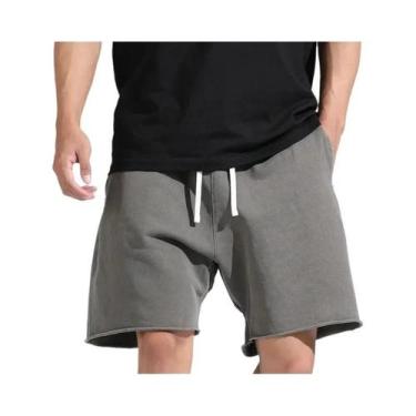 Imagem de Bermuda De Algodão Masculina Para Verão Com Bolso Com Zíper, Solta, Pa