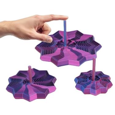 Imagem de Asixxsix Estrela de Inquietação Sensorial Expandida Impressa Em 3D, Brinquedo Giratório de Dedo Poligonal Hexagonal Com Aderência Integrada, para Alívio de Estresse e Aumento (PURPLE)