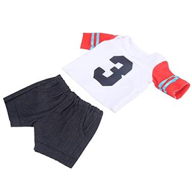 Imagem de Cryfokt Conjunto de Roupas de Boneca de bebê Com Camiseta de 18 Polegadas, Roupa de Exercício de Tecido Macio para Crianças, Presente de Aniversário (Pacote T QD18-048 No.)