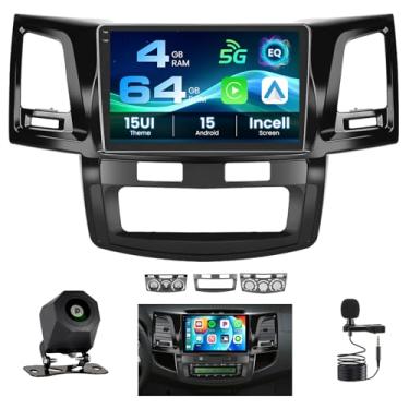 Imagem de Inefala Câmera de backup 4G 64G para Toyota Fortuner Hilux 2005-2014, rádio CarPlay, tela sensível ao toque de 22.9 cm na célula, Android 15, Android, Auto, Bluetooth 5.0, GPS, WiFi, 18UI