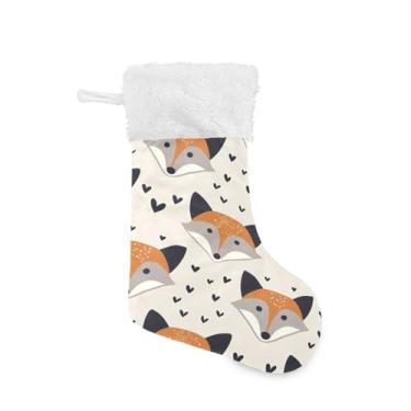 Imagem de ATTX Meias de Natal com estampa de raposa, suportes de presente brancos de pelúcia para decorações de festas de fim de ano (17,7 polegadas, pacote com 2) #39