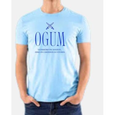 Imagem de Camiseta Ogum Abre Os Caminhos 100% Algodão Unissex - kyros, Azul, GG