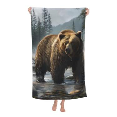 Imagem de VANZEV Toalha de praia urso animal urso toalha de banho de microfibra sem areia ultra macia toalha de piscina de secagem rápida toalha absorvente toalha leve presentes para decoração de natação de