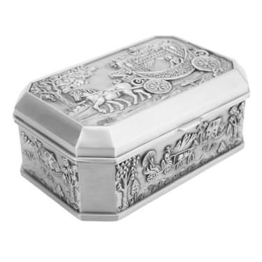 Imagem de aqxreight Caixa de Joias de Castelo Vintage, Estojo Antigo de Bugigangas, Organizador de baú de Tesouro de Liga de Zinco para Brinco, Colar de Anel 6105P O Zinco é Oxidação Duradoura de Cor de (6103P)