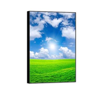 Imagem de Quadro preto arte de parede paisagem impressões em tela - pastagem nuvens brancas - pintura de decoração - imagens para quarto 50 x 75 cm 20 x 30 pol