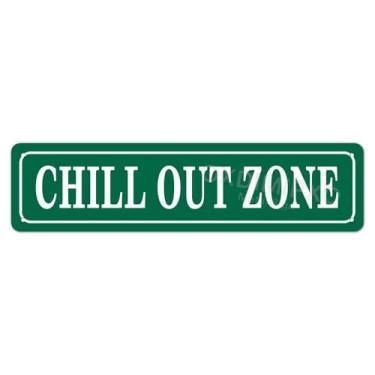Imagem de Placa de metal Chill Out Zone, placas exclusivas de estanho, arte de parede para decoração de casa, sala de aula, banheiro, cozinha, casa, decoração de parede, pôster 40 x 10 cm