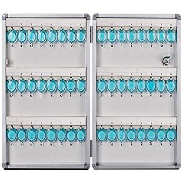 Imagem de Caixa organizadora de chave para armário de chaves, caixa de chaves montada na parede, armário de chave conveniente com etiqueta e gancho, gerenciamento de chaves de 12 a 120 posições, para chaves de