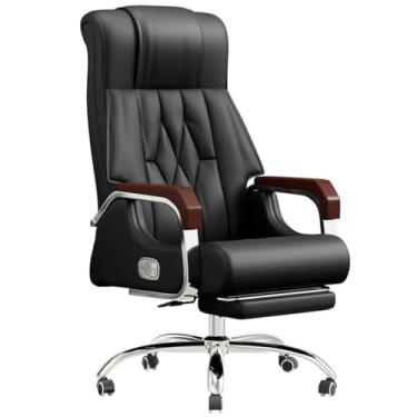 Imagem de Cadeira executiva de primeira camada de couro bovino, cadeira de escritório executiva reclinável de 90°-135°, cadeira giratória ergonômica para computador, rolamento de carga de 200 kg/440 lbs