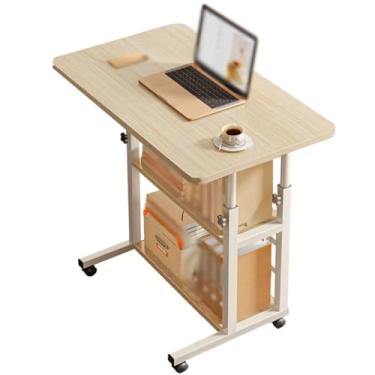 Imagem de Mesa de cabeceira portátil portátil em pé, mesa de cabeceira portátil, mesa de computador com prateleiras de armazenamento, mesa de pé com ajuste de altura, para quarto, dormitório (cor: A, tamanho