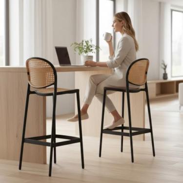 Imagem de Kit 2 Banqueta Barcelona Alta Polipropileno Balcão Area Gourmet/Cozinha