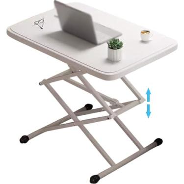 Imagem de Mesa de pé fácil de montar, mesa de laptop fácil de usar, mesa de escritório simples, mesa de cama dobrável, altura ajustável (cor: branco, tamanho: 65 * 45 * 67 cm)