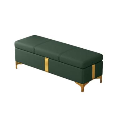 Imagem de Banqueta Para Pés Banqueta Para Pés Assento De Pufe Com Armazenamento Material De Couro PU Para Sala De Estar Quarto Espaço Pequeno(Dark green,120x40x45cm)