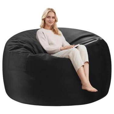 Imagem de Cansunna Cadeiras de pufe de 1,8 m, pufes confortáveis, cadeiras gigantes com enchimento de espuma de memória, cadeiras de pufe para adultos, capa lavável na máquina, sofá preguiçoso para sala de