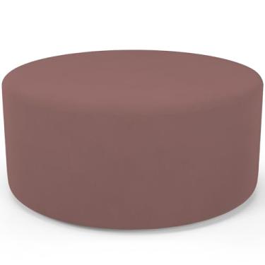 Imagem de Puff Redondo Orgânico para Living 90cm Lola W01 Suede Rosê - Lyam Decor