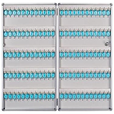 Imagem de Caixa organizadora de chave para armário de chaves, caixa de chaves montada na parede, armário de chaves conveniente com etiqueta e gancho, gerenciamento de chaves de 12 a 120 posições, para chaves de