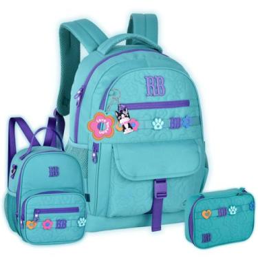 Imagem de Kit Mochila Costas Rebecca Bonbon Lancheira Estojo Meninas, Verde