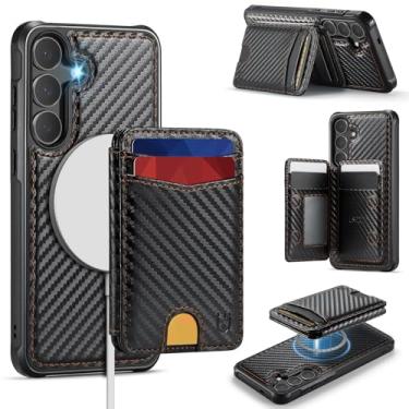 Imagem de Usroom Capa carteira para Samsung Galaxy S25 compatível com Magsafe, suporte magnético 2 em 1 com bloqueio de RFID, suporte destacável, à prova de choque, capa para celular para Galaxy S25 de 6,2