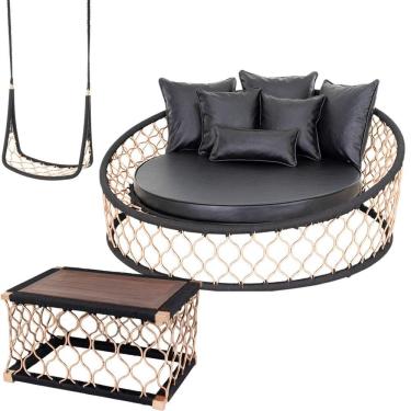 Imagem de 1 Chaise Almofadas 1 Balanço Mesa Corda Náutica