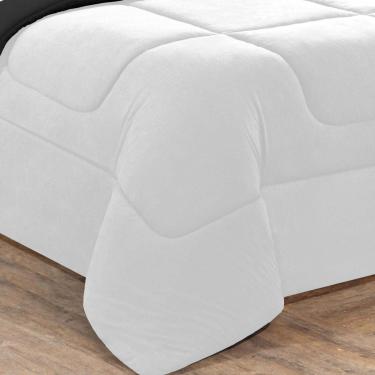 Imagem de Kit Edredom + Jogo De Lençol Malha 100% Algodão Gran Moratta 4 Peças Solteiro - Branco/Preto